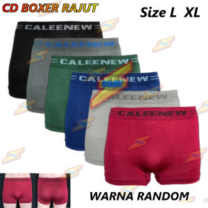 FAST - 3 Pcs Celana Dalam / CD Boxer Pria Laki Cowok Spandek Rajut FASHION MAN Tanpa Jahitan Size L XL XXL
