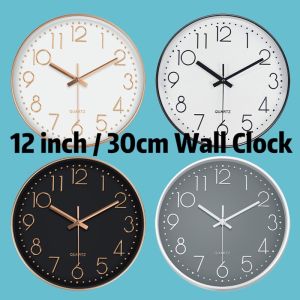 LOCAL SELLER 12inch/30cm Round Wall Clock Time Silent Quartz Movement Simple Clock Office Living Room Home