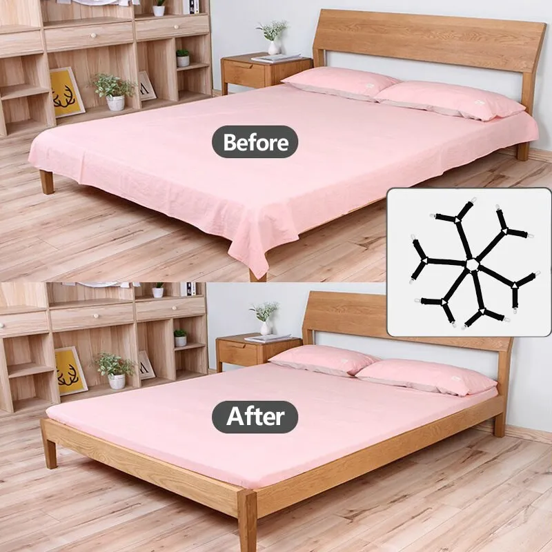 6 Sides Adjustable Bed Mattress Sheet Fastener Straps Clips