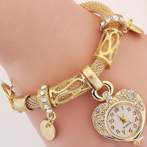 Heart Bracelet Watch for Women Casual Watches ladies watches on sale branded wrist watch 18k pawnable bracelet silver gold bracelet with heart design Watch jewelry gift ideas for women Girlfriend Lover Watch bangles bracelet for woman matching bracelet