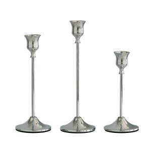 HUNIU HOUSE 3Pcs Mạ vàng Đèn cầy kim loại Phong cách Châu Âu Kim loại tinh xảo Giá đỡ nến để bàn Thanh lịch Trang trí Giá đỡ nến lãng mạn Bàn tiệc cưới