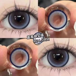 (6months)0-800 Degree Daily Colored Eyes with Power(Loose Piece)naturally Enlarge Your Eyes Hot Sale Big Eyes Love Eyes Black Brown Ultraviolet-proof 蓝莓珍珠瞳新款半年抛14.5大直径 2片装 fashion glasses fashion glasses 眼镜上镜