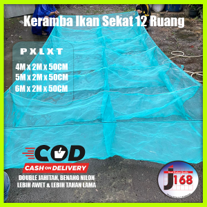 Promo Termurah berkualitas Keramba Ikan waring jaring Kasa hijau dengan sekat 12 ruang 4x2x50