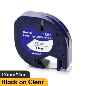 12mm Compatible Letra Tag Label Tape DYMO Letratag Paper or Plastic 12mm x 4M for Dymo Letratag Maker LT-100H LT-100T