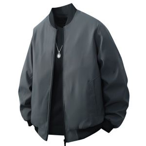 Men Jacket Spring Autumn Jacket Casual Loose Windbreaker Baseball Collar Handsome All-Match Outer Wear Mens Top Shirt