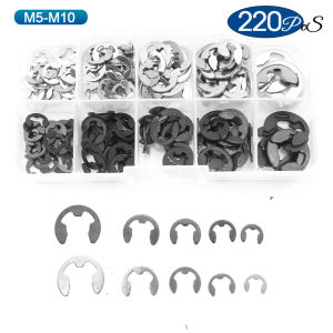 NINDEJIN E Clip Set Circlip Washer Assortment Kit Stainless Steel Carbon Steel 1.2-15mm External Retaining Clip For Shaft