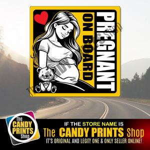 Magnetic Car Stickers - Child on Board Series 05 - PREGNANT ON BOARD (Waterproof)