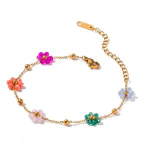 Elegant Flower Necklace/Bracelet for Women Gold Color Bead Chain Statement Fashionable Accessories