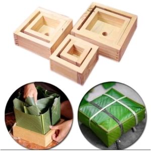 Khay Đựng Mứt Bánh Kẹo Nắp Hươu 2 Tầng và Bộ Khuôn Làm Bánh Chưng Bằng Gỗ 17cm