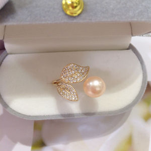 Cincin Daun Mutiara Air Tawar Asli Bersertifikat