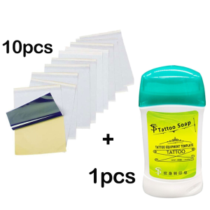10pcs กระดาษลอกลาย และ ครีมทาหลังสัก ครีมลอกรอยสัก Tattoo ไม่ระคายเคืองต่อผิว ได้ผลดี แปะติดทน พิมพ์ลายชัดเจน ไม่ลบง่าย อุปกรณ์สักลาย ครีมถ่ายโอนสบู่สัก กระดาษลอกลายสัก กระดาษลอกลายสัก แผ่นลอกลายสัก