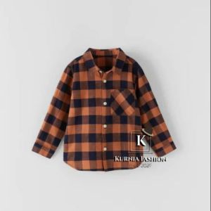 Kemeja Cetak Kotak-kotak Anak Perempuan Lengan Panjang / Baju Atasan Anak-anak 5-12 Tahun
