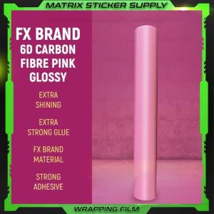 PREMIUM 6D CARBON FIBER PINK MOTOR STICKER (152CM-Custom)Pelekat Stickers Kilat Wrapping Full Body Vinyl Wrap Film