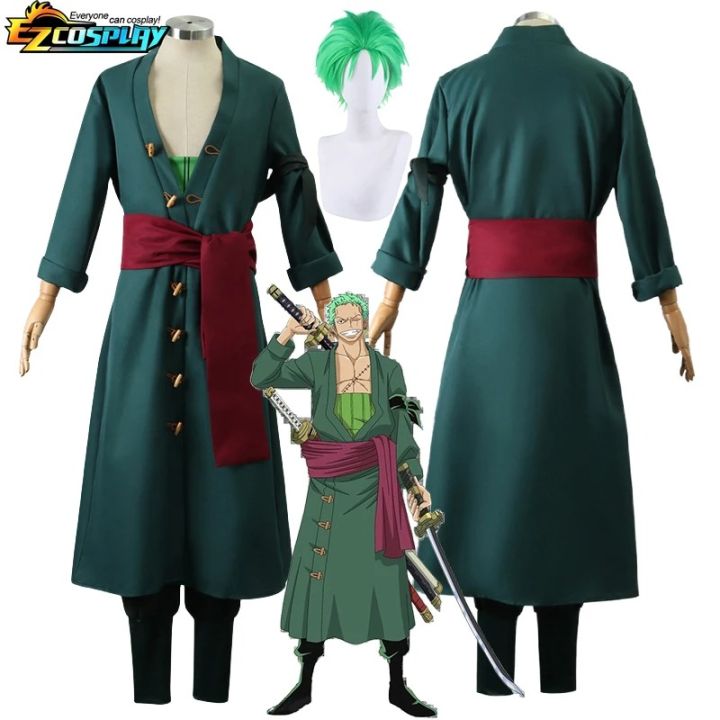 Roronoa Zoro Cosplay Costume Anime Kimono Robe Zoro Roronoa Green ...