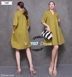 ADANBI Dress 80-1107 Vneck Bahan Polo Linen Realpic LD 100 CM PJ 90 CM/Korean Dres/Dres Selutut/Oversize Dres/Viral Dres/Lagi Tren/Kekinian/Modis/Fashion/Kasual Dress/New/Terbaru