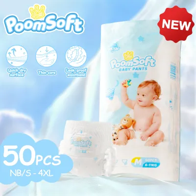 POOMSOFT Premium Diapers 50PCS - NB/M/L/XL/XXL/XXXL/XXXXL