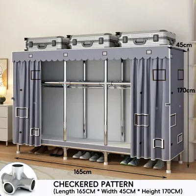 MOD Alloy Joint Steel Tube Wardrobe | 26MM Extra-Thick Steel Fabric Closet | Heavy-Duty Dust-Proof Storage Cabinet | Easy to Set Up