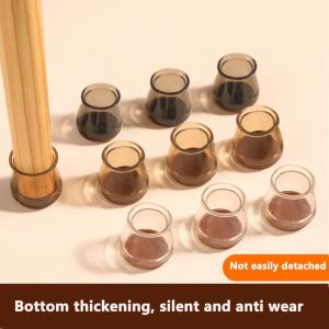 MENGJIEE 8pcs Round Chair Feet Cover Rubber Silicone Chair Leg Caps Transparent Non-Slip Floor Protectors Furniture
