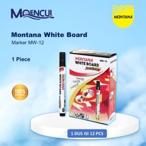 1 Pack - 12 Pcs Spidol White Board Montana Mw-12 - Spidol Hitam - Spidol Isi Ulang - Moencul