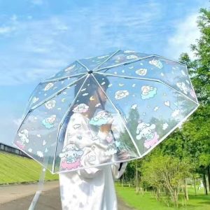 Kids Cartoon Transparent Folding Umbrella Automatic Foldable Portable Lightweight Best Gift for Kids