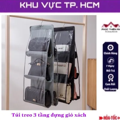 Túi treo đựng giỏ xách túi sắp xếp đồ 3 tầng 6 ngăn