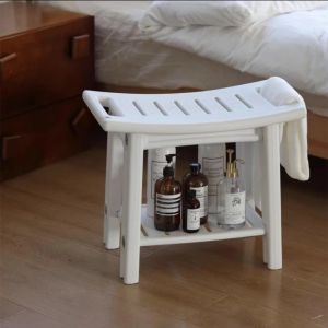 【Local stock】Bathroom stool for shower seat stool storage double-layer bench anti-slip feature plastic stool浴室凳防滑收纳凳