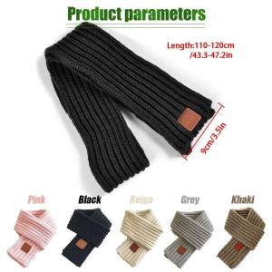 AOJU Winter Children Soft Knitting Wool Thermal Scarf Boys Girls Outdoor Warm Kids Solid Labeled Scarfs