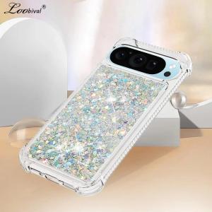 Glitter Quicksand Love Heart Case for Google Pixel 9 8 10 Pro XL 8A 7A 9Pro Shiny Bling Soft Silicone Airbag Shockproof Cover