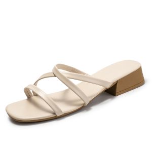 DX  #530 New Korean 3.5CM leather high heels stylish elegant style high quality womens slippers