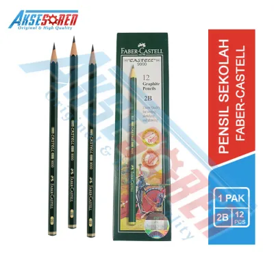 Original Pensil 2B Faber Castell Graphite [9000/12 pcs] / Alat Tulis Ujian Komputer / Pencil Gambar Menulis [1 Pack]