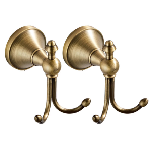 Metal Coat Hook Wall Mounted Towel Hanger Double Prongs Hook Vintage Brass Wall Hanger Hook Metal Coat Hanger Hardware