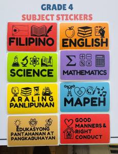 Subject Stickers for Grade 1 to Grade 10 Sold per set