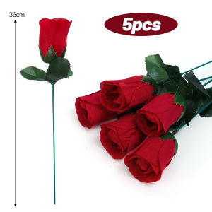 5/10Pcs Artificial Red Rose Flowers Simulated Rose Single Stem Arrangement Silk Flower Valentines Day Gift Wedding Flower Home Decoration