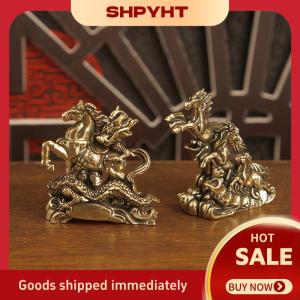 SHPYHT✨ 1Pcs Brass Horse Figurine 2026 Year Of Horse Feng Shui Desktop Decoration Child Riding Home Office Miniature Gift