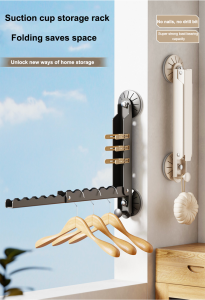 Wall mounted folding clothes rack with no holes installed on indoor balconies expandable design clothes rack