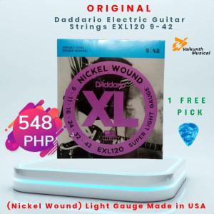 ORIGINAL Daddario Electric Guitar Strings EXL120 9-42 (Nickel Wound) Light Gauge 1 Set