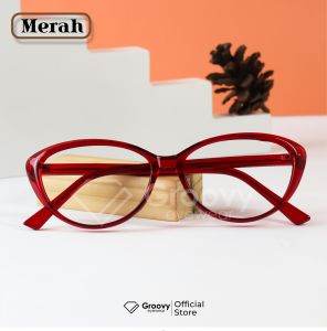 Groovy Eyewear - Kacamata Ella Cat Eye Plastik Minus Photocromic Antiradiasi