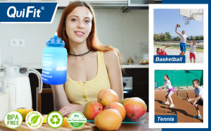 QuiFit Motivational Water Bottle 2200ML 73OZ with Time Maker & Straw Durable and Recycle Tumbler BPA Free Bottles for Fitness Outdoor Enthusiasts