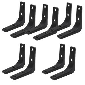 2/10Pcs Loft Style Metal Shelf Bracket Heavy Duty L-shaped Shelf Support Thickened Black Iron Shelves Holder for Wooden Partition Right Angle Wall Mount Corner Brace