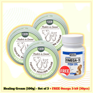 LKJ-Prolific Tails Madre de Cacao Healing Cream Set of 3 100grams w/ Free Omega 3 Fish Oil for Dogs & Cats 30 softgels