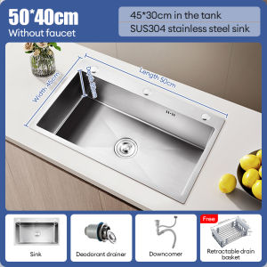 HYM Kitchen Lababo Sink Stainless for Kitchen Double Sink Heavy Duty Small Single Lababo Stainless Complete Set