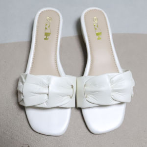 New Elegant Korean Style Bowknot Heel Mules in White/Beige/Black