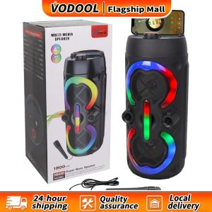 【Fast delivery】 Wireless BT Speakers with Mic & Radio Portable Subwoofer Music Player Rechargeable Audio Loud Speaker for Home Karaoke