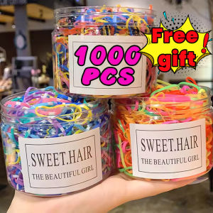 【Buy 1 get 1】1000Pcs Disposable Rubber Bands/Kids Girl Small Elastic Hair Band Ties Ponytail Holder