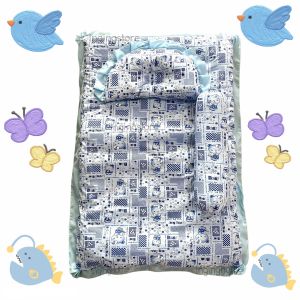 ที่นอนเด็กอ่อน ที่นอนเด็กแรกเกิด เบาะเด็ก แบบพับ (ที่นอน+หมอนหนุนหลุม+หมอนข้าง ใส่กระเป๋าหิ้วให้อย่างดี)