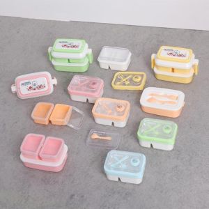 NOBLELUX Kitchen Props Dollhouse Lunch Box Set Cartoon Miniature Simulated Dinner Box 1:6 Doll House Dccessories Bento Box Model Kids Pretend Play Toy Set