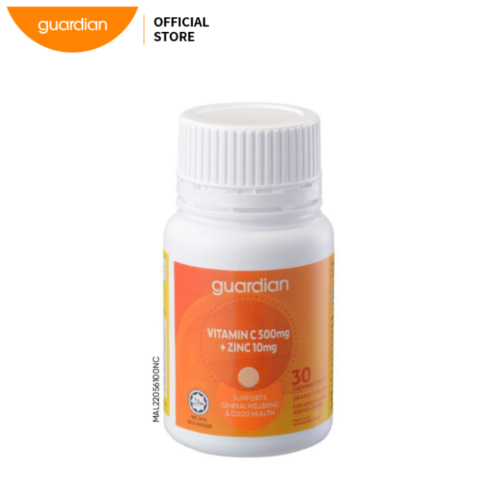 Guardian Vitamin C 500Mg + Zinc 10Mg Chewable Tablet 30's Lazada
