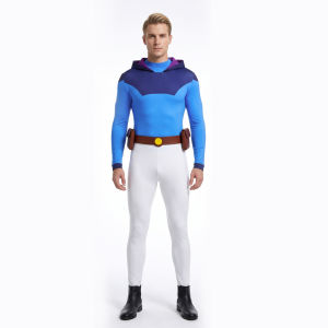 The invincible kid from the American TV series a multi-talented individual  cos Clothing   Blue and purple hooded long-sleeved top white pants and belt – a complete costume set