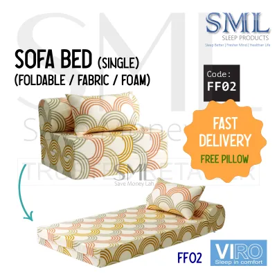 Foldable Fabric Sofa Bed - Foam Type (Single Size) - Medium Firm - Viro