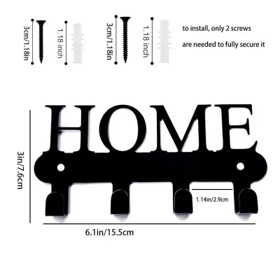 DADOMYD No-Drill Key Holder Iron Material Rustic Charm Key Rack Heart Shaped Wall Mounted Key Holder Living Room
